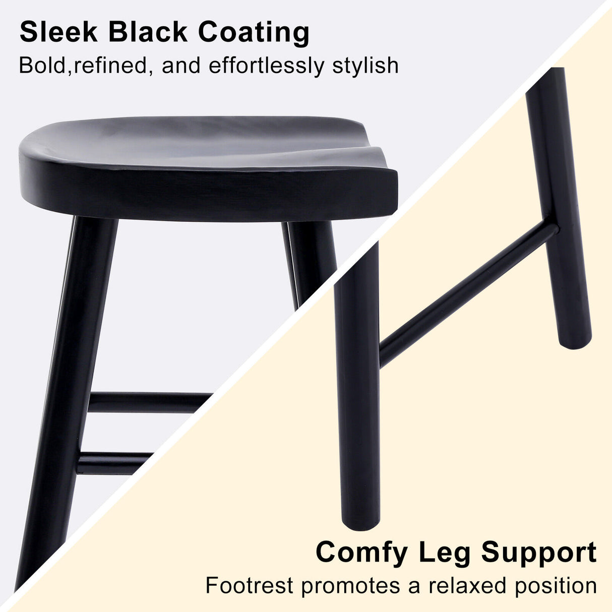 4X 65cm Wooden Bar Stool Pine Wood FRIDA - BLACK