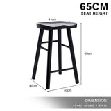 4X 65cm Wooden Bar Stool Pine Wood FRIDA - BLACK - Extra Image