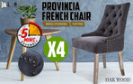 4X French Provincial Oak Leg Chair AMOUR - BLACK (CHARCOAL)