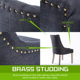 4X French Provincial Oak Leg Chair AMOUR - BLACK (CHARCOAL)
