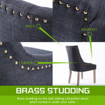 4X French Provincial Oak Leg Chair AMOUR - BLACK (CHARCOAL)