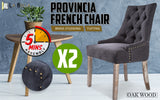 2X French Provincial Oak Leg Chair AMOUR - BLACK (CHARCOAL)