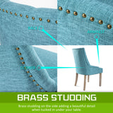 4X French Provincial Oak Leg Chair AMOUR - BLUE - 45-Degree Angle