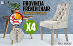 4X French Provincial Oak Leg Chair AMOUR - CREAM