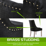 2X French Provincial Oak Leg Chair AMOUR - DARK BLACK - 45-Degree Angle