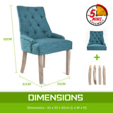2X French Provincial Oak Leg Chair AMOUR - DARK BLUE - Extra Image