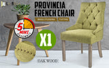 1X French Provincial Oak Leg Chair AMOUR - GREEN - Front View