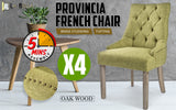4X French Provincial Oak Leg Chair AMOUR - GREEN