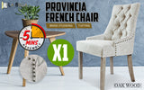 1X French Provincial Oak Leg Chair AMOUR - GREY - Front View