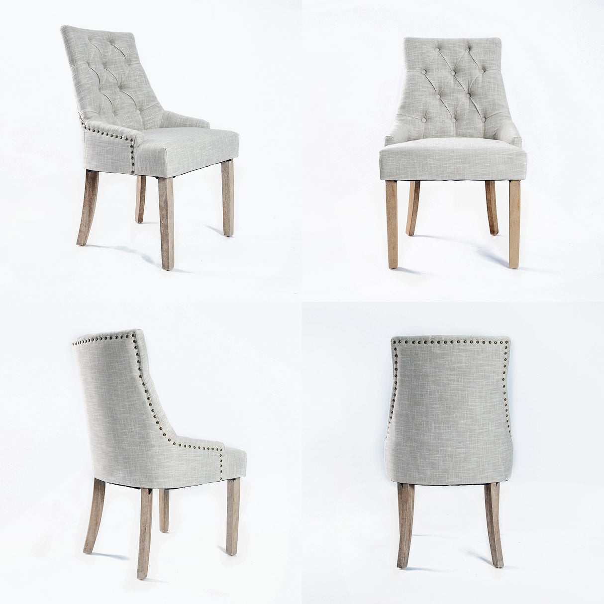 2X French Provincial Oak Leg Chair AMOUR - GREY