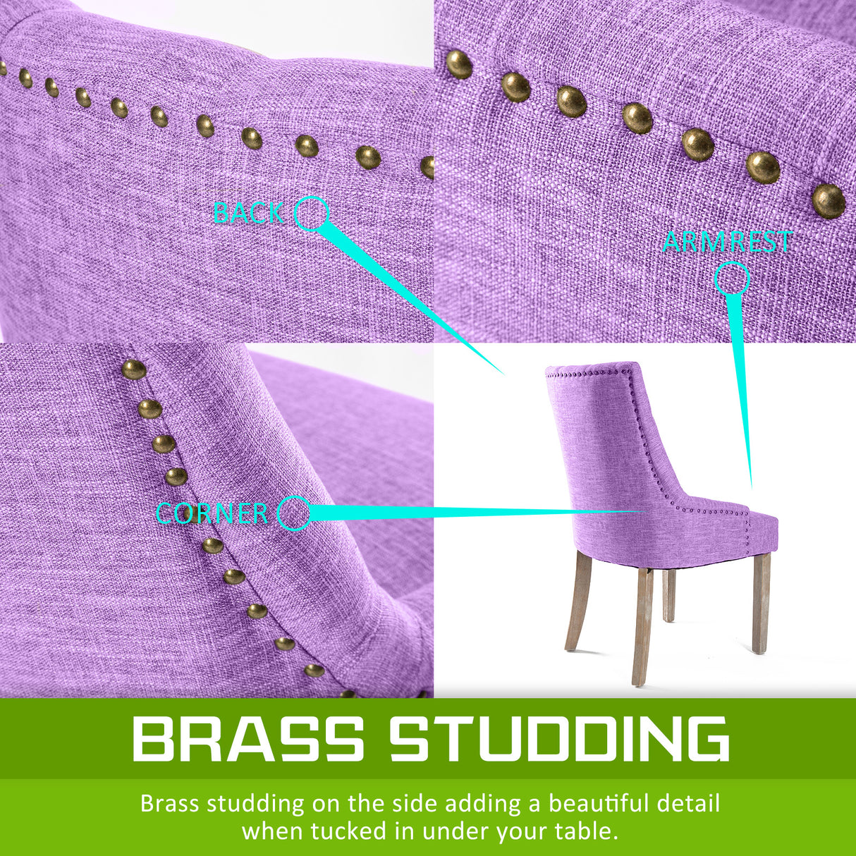 4X French Provincial Oak Leg Chair AMOUR - VIOLET