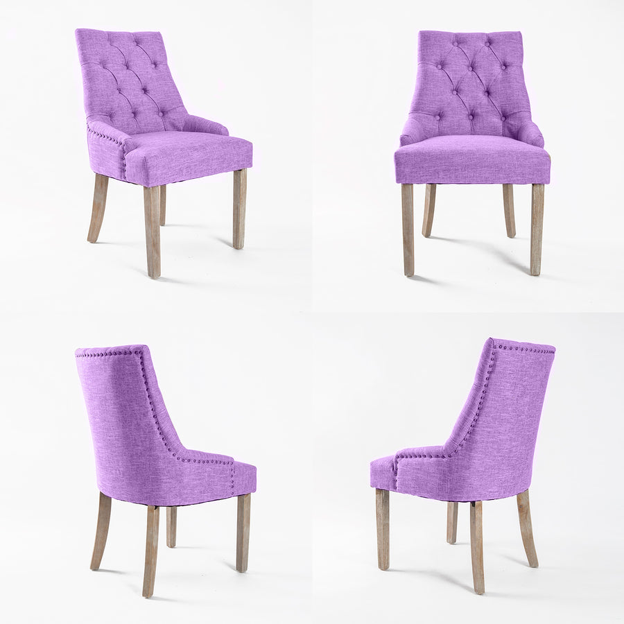 4X French Provincial Oak Leg Chair AMOUR - VIOLET