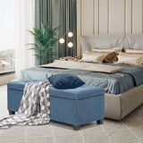 102cm Storage Ottoman Fabric - DARK BLUE - Rear View
