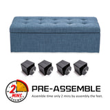 102cm Storage Ottoman Fabric - DARK BLUE - Top-Down View