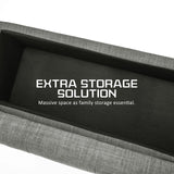 102cm Storage Ottoman Fabric - DARK GREY - Low Angle