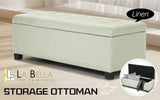 102cm Storage Ottoman Fabric - LIGHT GREEN
