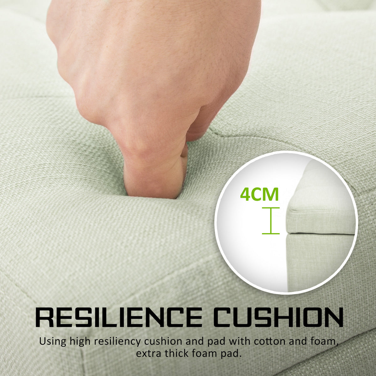 102cm Storage Ottoman Fabric - LIGHT GREEN