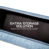 102cm Storage Ottoman Fabric - LIGHT GREY BLUE