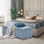 102cm Storage Ottoman Fabric - LIGHT GREY BLUE