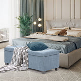102cm Storage Ottoman Fabric - LIGHT GREY BLUE - Rear View