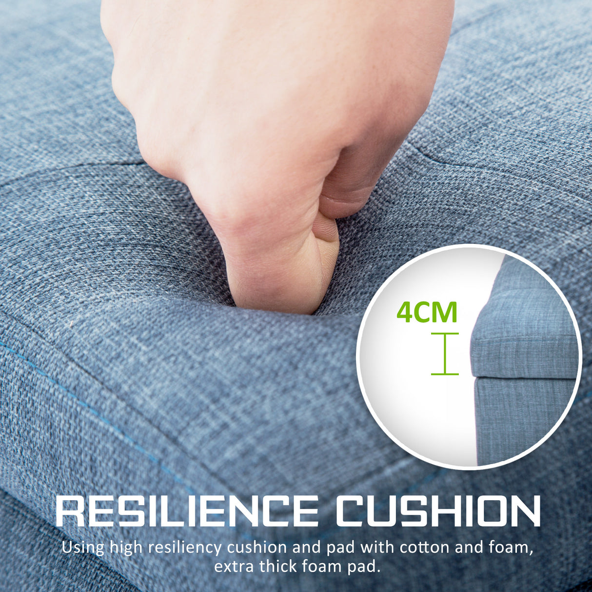 102cm Storage Ottoman Fabric - LIGHT GREY BLUE