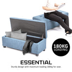 102cm Storage Ottoman Fabric - LIGHT GREY BLUE