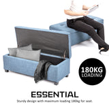 102cm Storage Ottoman Fabric - LIGHT GREY BLUE - 45-Degree Angle