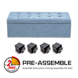 102cm Storage Ottoman Fabric - LIGHT GREY BLUE