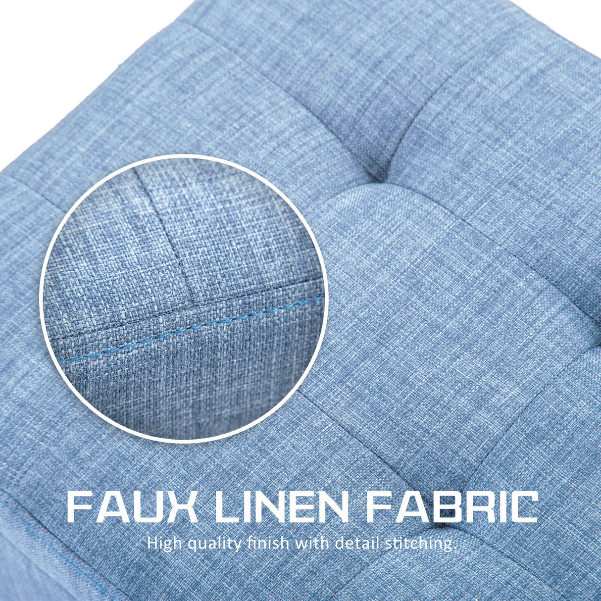 102cm Storage Ottoman Fabric - LIGHT GREY BLUE