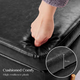97cm Storage Ottoman PU Leather - BLACK - Close-Up Angle