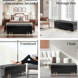 97cm Storage Ottoman PU Leather - BLACK - Extra Image