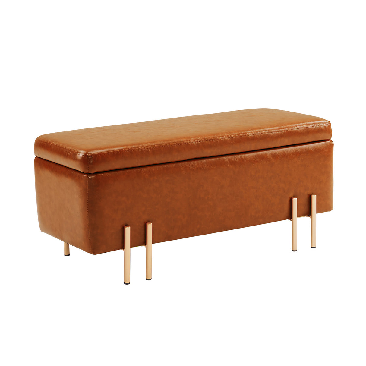 97cm Storage Ottoman PU Leather - BROWN