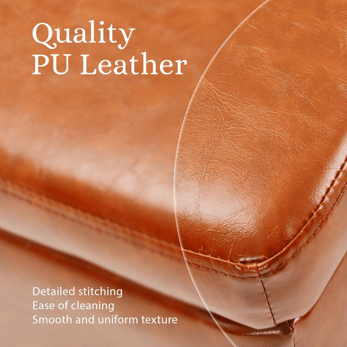 97cm Storage Ottoman PU Leather - BROWN