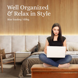 97cm Storage Ottoman PU Leather - BROWN - Side View