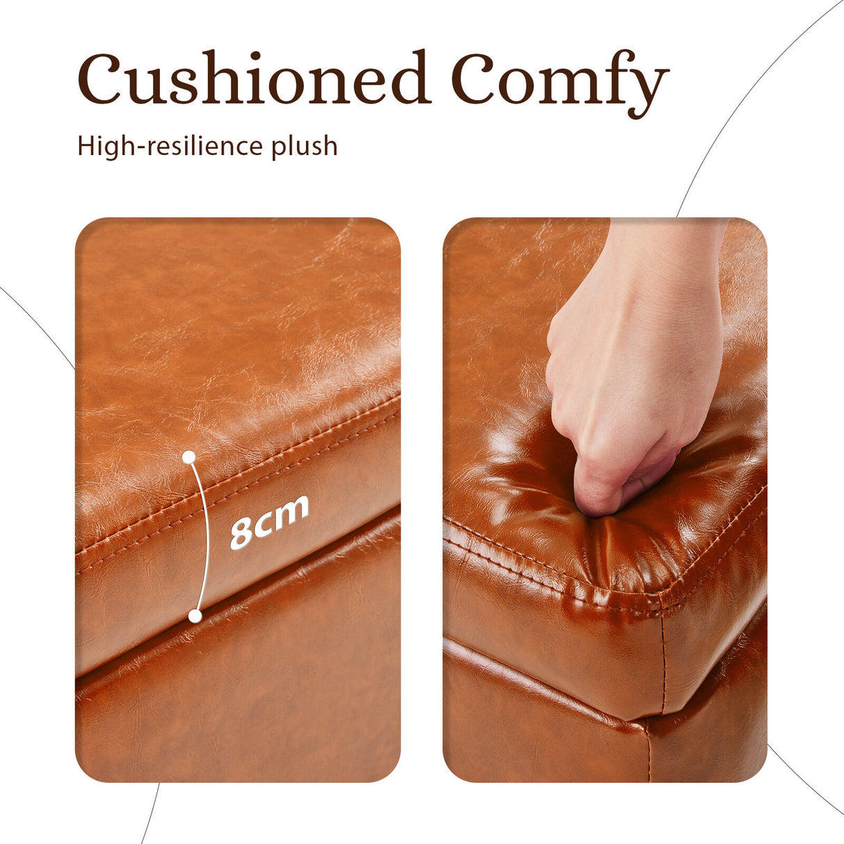 97cm Storage Ottoman PU Leather - BROWN
