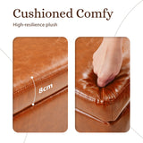 97cm Storage Ottoman PU Leather - BROWN - Close-Up Angle