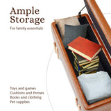 97cm Storage Ottoman PU Leather - BROWN - 45-Degree Angle