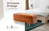 97cm Storage Ottoman PU Leather - BROWN - Front View