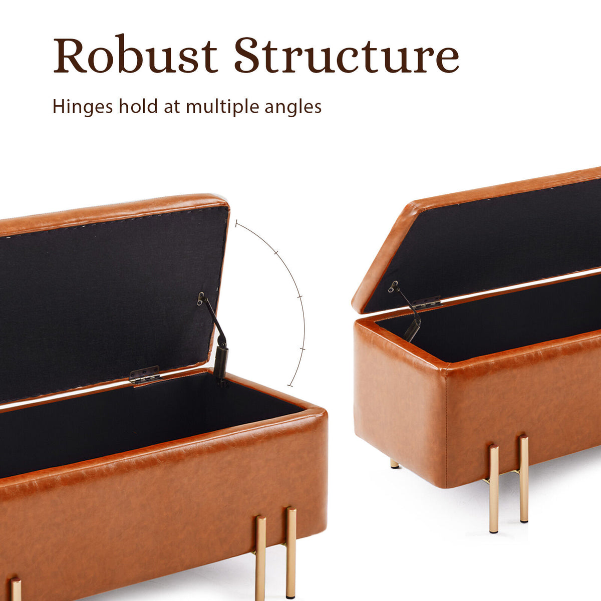 97cm Storage Ottoman PU Leather - BROWN