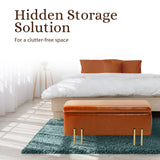 97cm Storage Ottoman PU Leather - BROWN
