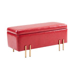 97cm Storage Ottoman PU Leather - RED