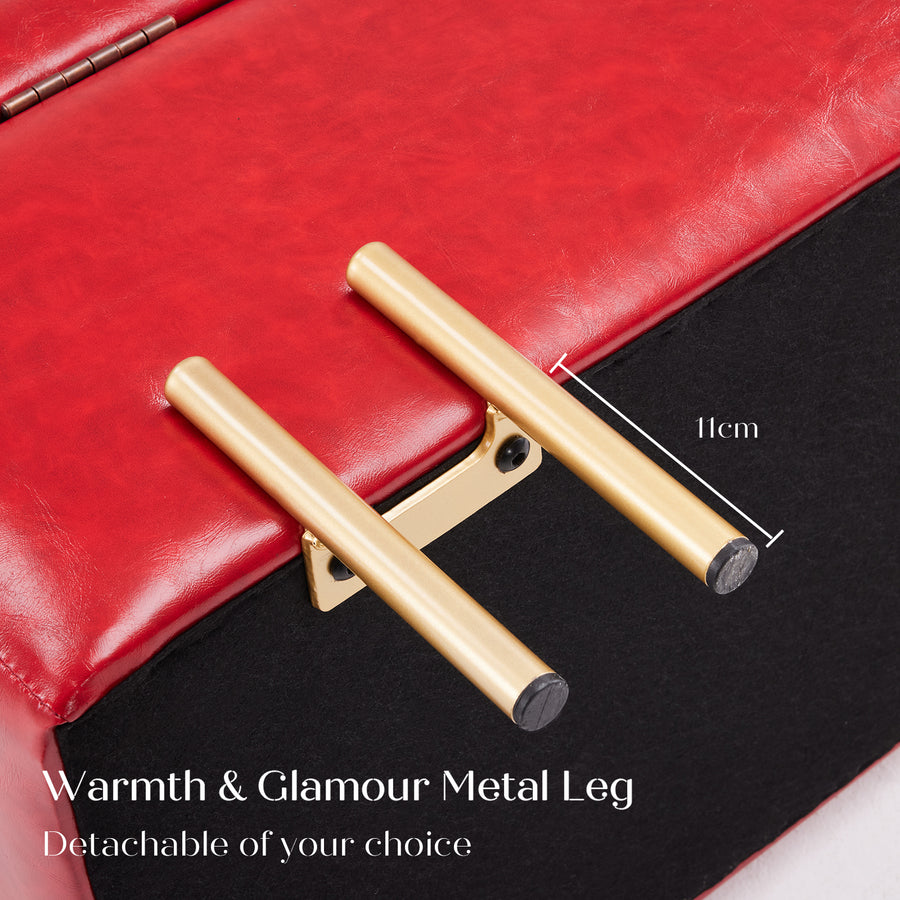 97cm Storage Ottoman PU Leather - RED