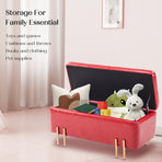 97cm Storage Ottoman PU Leather - RED