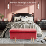 97cm Storage Ottoman PU Leather - RED