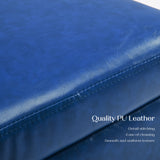 45cm Storage Ottoman Cube PU Leather - BLUE - 45-Degree Angle