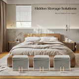 2X 45cm Storage Ottoman Cube PU Leather - GREY - Side View