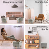 2X 45cm Storage Ottoman Cube PU Leather - GREY - Extra Image