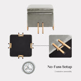 2X 45cm Storage Ottoman Cube PU Leather - GREY