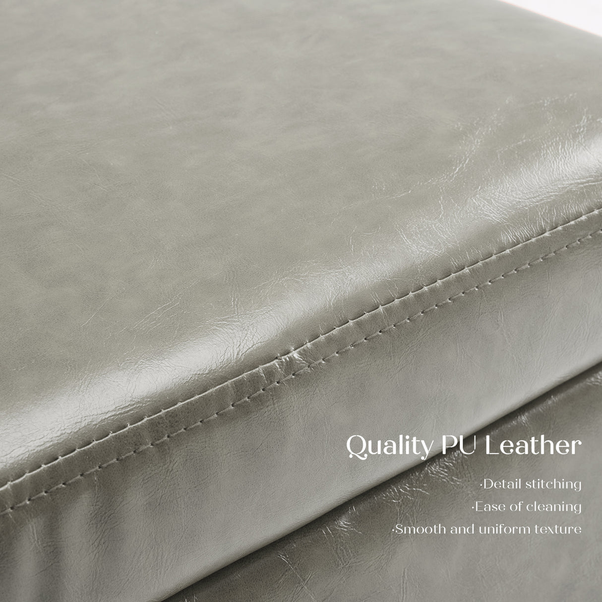 2X 45cm Storage Ottoman Cube PU Leather - GREY