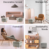 45cm Storage Ottoman Cube PU Leather - GREY
